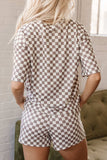 Checkered Round Neck Top and Shorts Set - Trendsi - Flyclothing LLC
