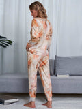 Tie-Dye Round Neck Top and Pants Lounge Set - Trendsi - Flyclothing LLC