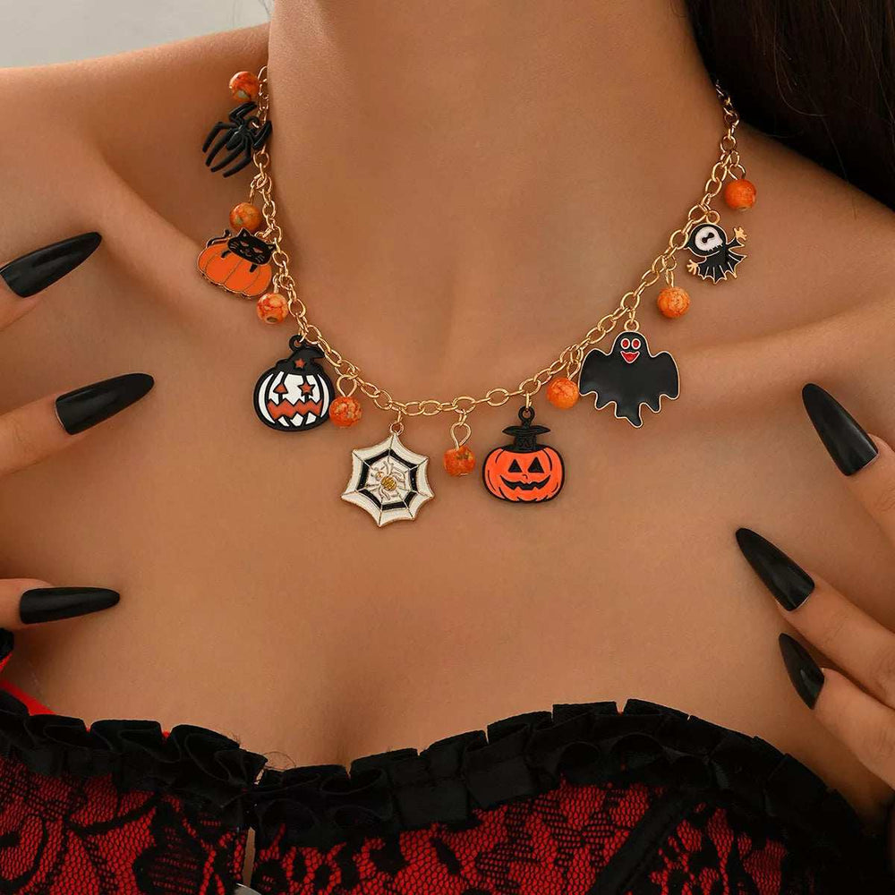 18K Gold-Plated Halloween Charm Necklace - Trendsi - Flyclothing LLC