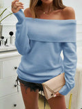 Off-Shoulder Long Sleeve Sweater - Trendsi - Flyclothing LLC