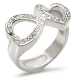 30235 - High-Polished 925 Sterling Silver Ring with AAA Grade CZ in Clear - Alamode - Flyclothing LLC