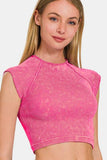 Zenana Ribbed Round Neck Cropped Top - Trendsi - Flyclothing LLC
