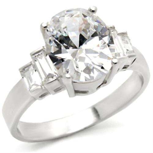 30305 - High-Polished 925 Sterling Silver Ring with AAA Grade CZ in Clear - Alamode - Flyclothing LLC