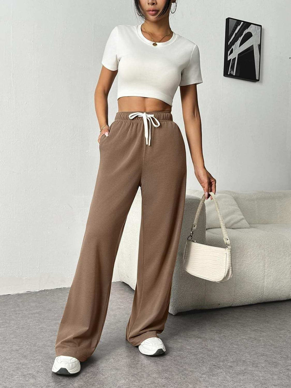 Drawstring Wide Leg Pants with Pockets - Trendsi - Flyclothing LLC