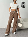Drawstring Wide Leg Pants with Pockets - Trendsi - Flyclothing LLC
