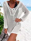 Openwork Tie Neck Cover-Up - Trendsi - Flyclothing LLC