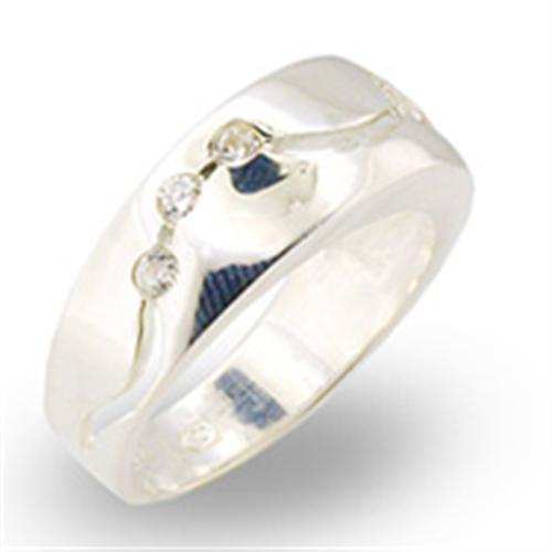 30336 - High-Polished 925 Sterling Silver Ring with AAA Grade CZ in Clear - Alamode - Flyclothing LLC