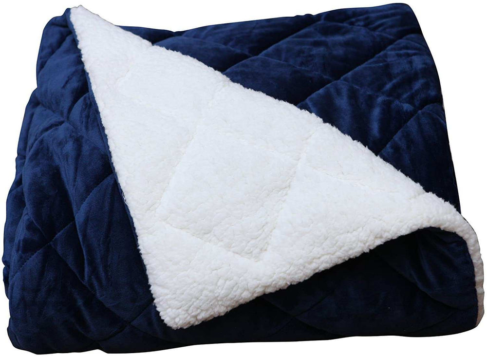 Navy Blue Microfiber Solid Color Plush Throw - Homeroots - Flyclothing LLC