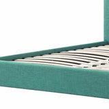 Solid Wood Queen Tufted Turquoise Upholstered Juteno Bed - Homeroots - Flyclothing LLC