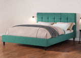 Solid Wood Queen Tufted Turquoise Upholstered Juteno Bed - Homeroots - Flyclothing LLC