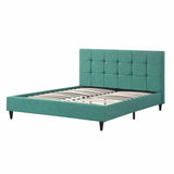Solid Wood Queen Tufted Turquoise Upholstered Juteno Bed - Homeroots - Flyclothing LLC