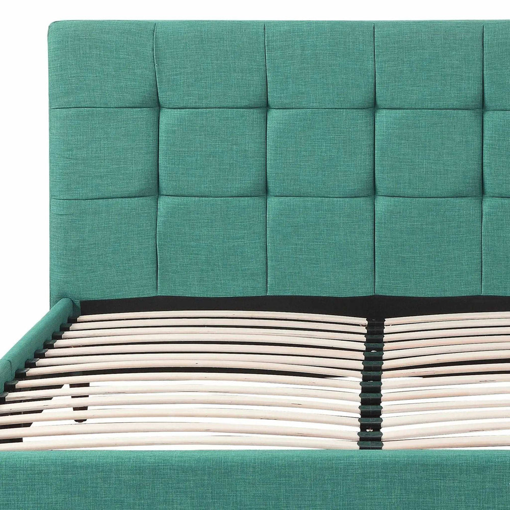 Solid Wood Queen Tufted Turquoise Upholstered Juteno Bed - Homeroots - Flyclothing LLC