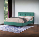 California King Blue Modern Upholstered Square Stitched Platform Bed - Homeroots - Flyclothing LLC
