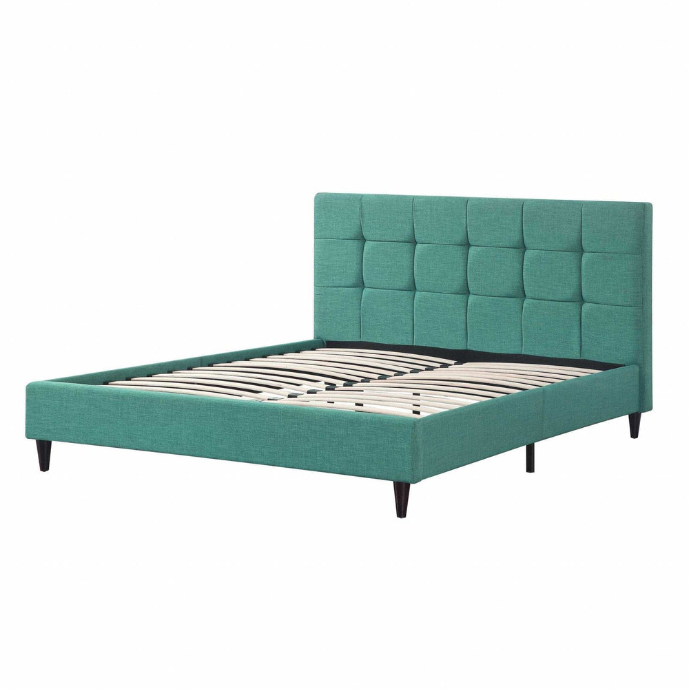 California King Blue Modern Upholstered Square Stitched Platform Bed - Homeroots - Flyclothing LLC
