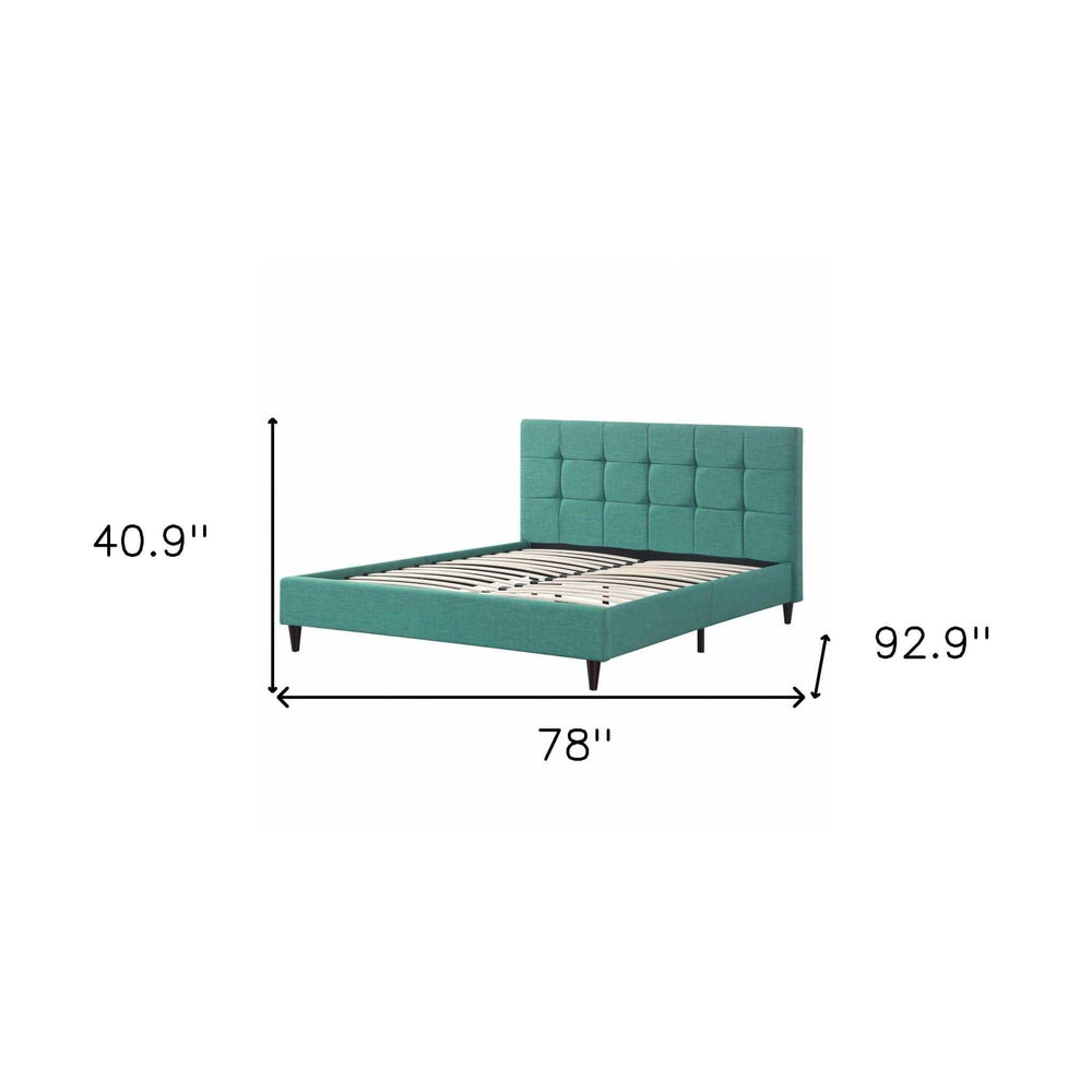 California King Blue Modern Upholstered Square Stitched Platform Bed - Homeroots - Flyclothing LLC