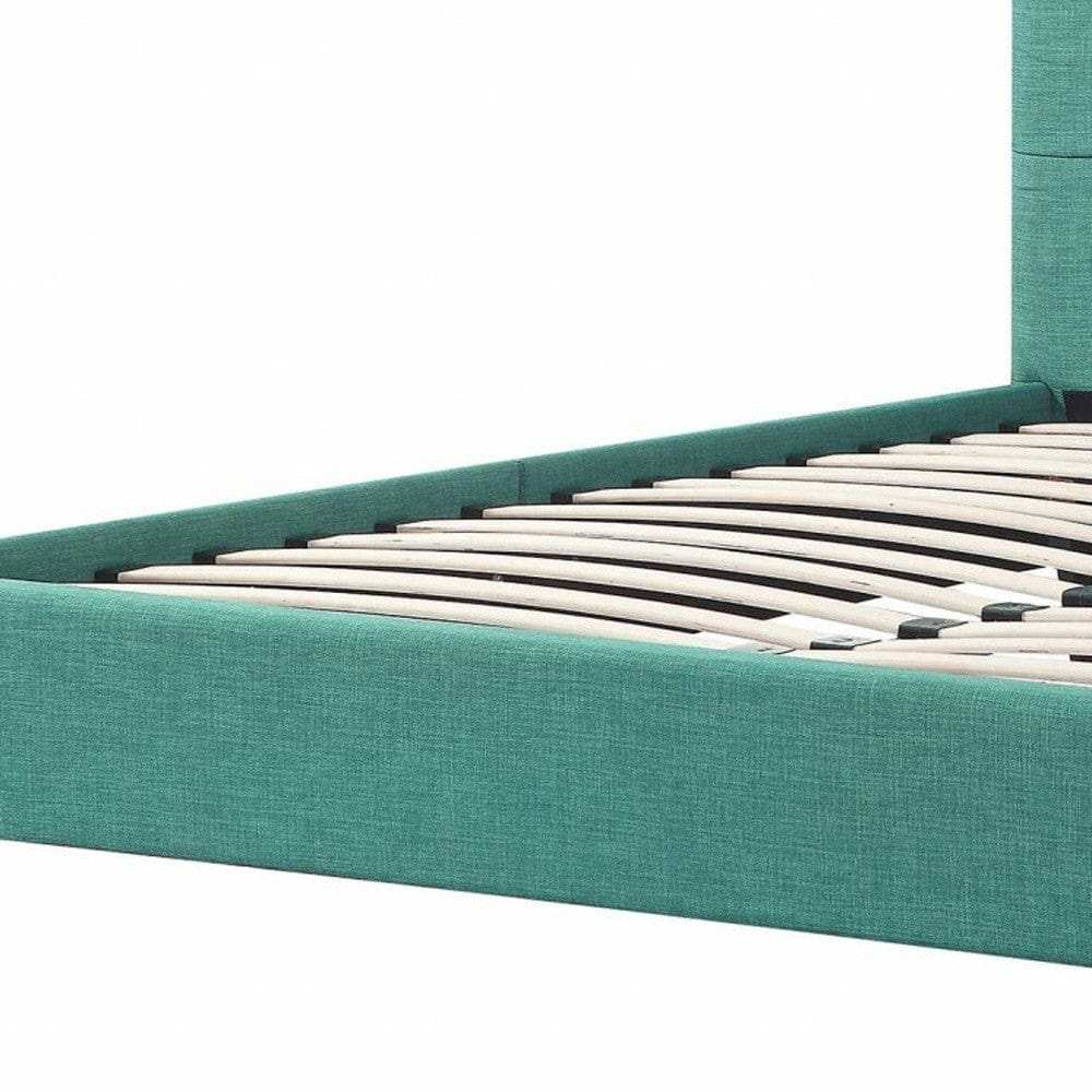 California King Blue Modern Upholstered Square Stitched Platform Bed - Homeroots - Flyclothing LLC