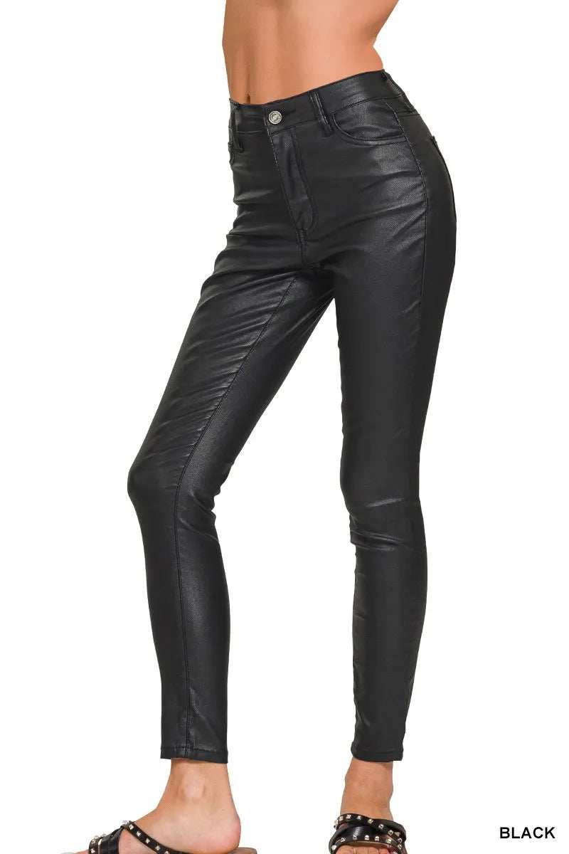 Zenana Faux Leather Stretch Skinny Pants - Trendsi - Flyclothing LLC