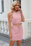 Round Neck Sleeveless Top and Drawstring Skirt Set - Trendsi - Flyclothing LLC