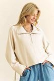Davi & Dani Drawstring Hem Half Zip Raglan Sleeve Sweatshirt - Trendsi - Flyclothing LLC
