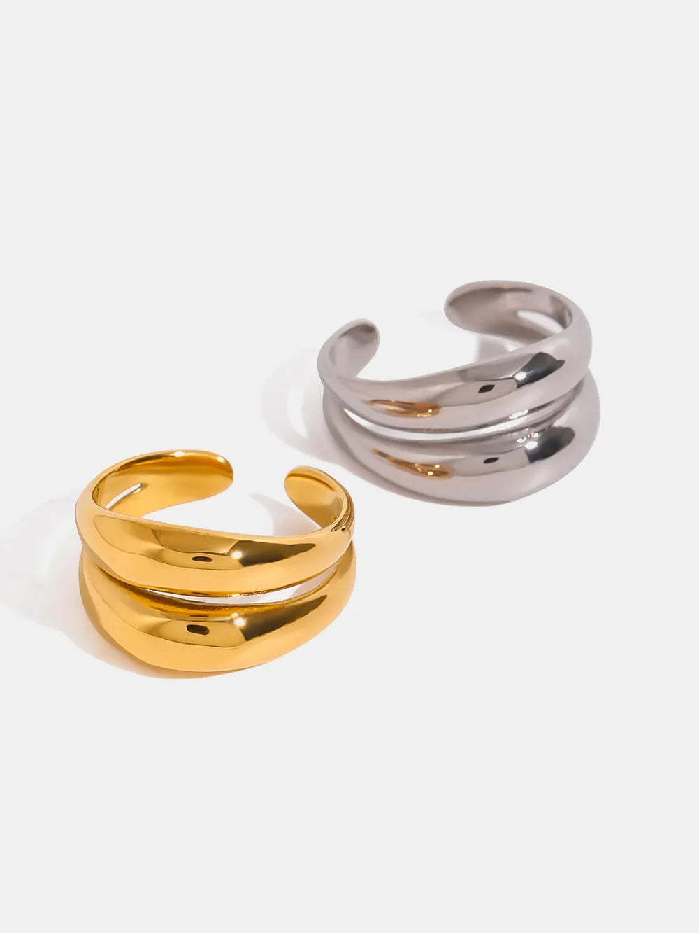 Stainless Steel Double-Layered Ring - Trendsi - Flyclothing LLC