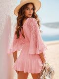 Lace Cutout Half Sleeve Mini Dress - Trendsi - Flyclothing LLC
