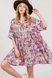 SAGE + FIG Floral Button Down Mini Shirt Dress - Trendsi - Flyclothing LLC