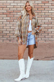Plaid Snap Down Dropped Shoulder Shacket - Trendsi - Flyclothing LLC