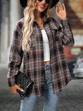 Oversized Plaid Button-Up Shirt - Trendsi - Flyclothing LLC