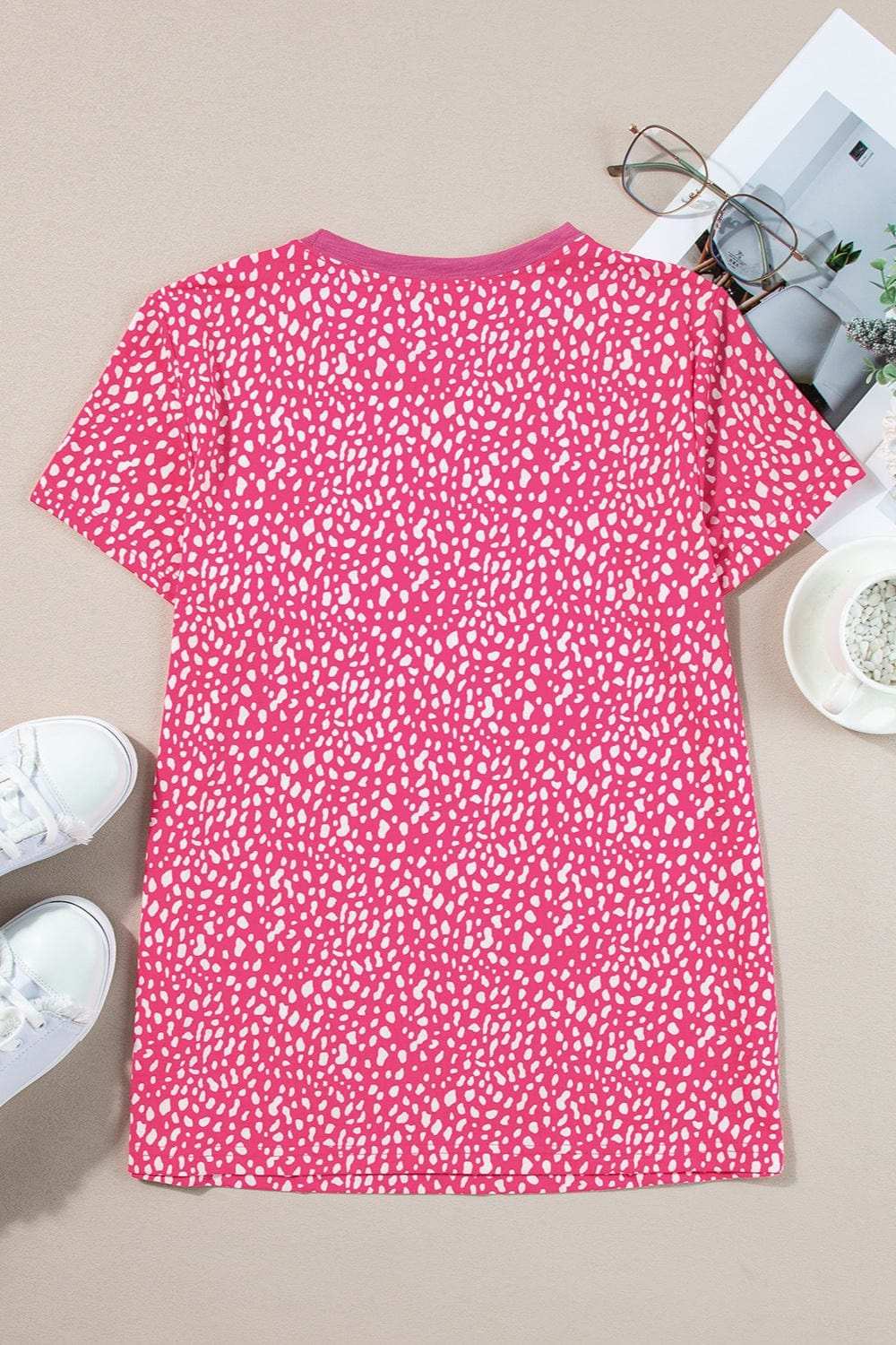 Animal Print Round Neck Short Sleeve T-Shirt - Trendsi - Flyclothing LLC