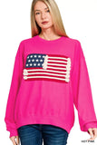 Zenana French Terry American Flag Pullover - Trendsi - Flyclothing LLC