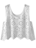 Openwork Round Neck Knit Vest - Trendsi - Flyclothing LLC