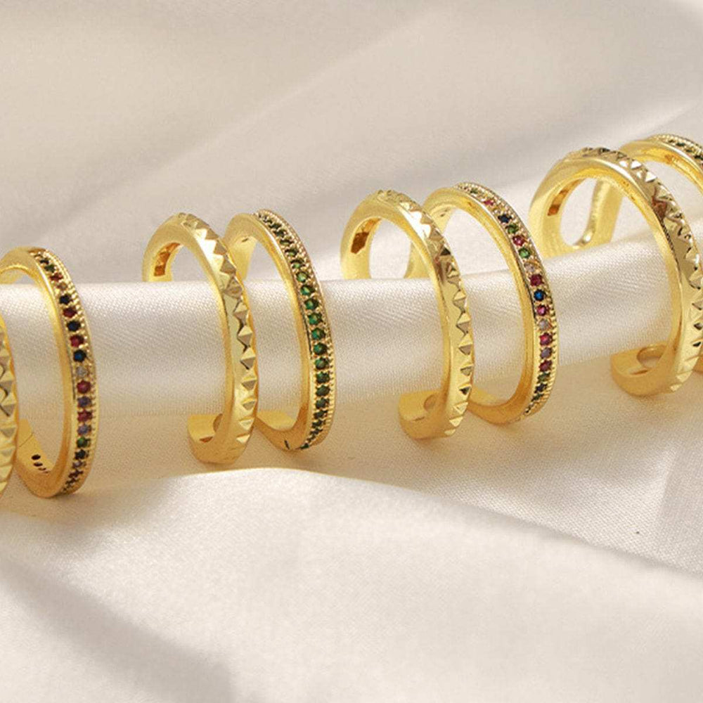 Gold-Plated Czech Diamond Double-Layered Ring - Trendsi - Flyclothing LLC