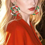 Christmas Beaded Hoop Earrings - Trendsi - Flyclothing LLC