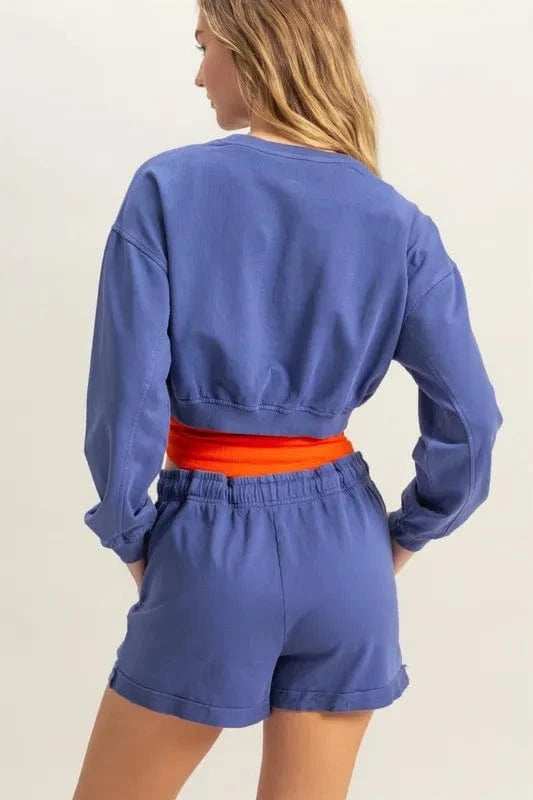 HYFVE Crew Neck Long Sleeve Crop Sweatshirt - Trendsi - Flyclothing LLC