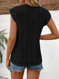 Openwork Round Neck Cap Sleeve Top - Trendsi - Flyclothing LLC