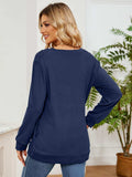 Ruched Shoulder Round Neck Long Sleeve Sweatshirt - Trendsi - Flyclothing LLC