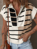 Striped Half Zip Sweater Vest - Trendsi - Flyclothing LLC