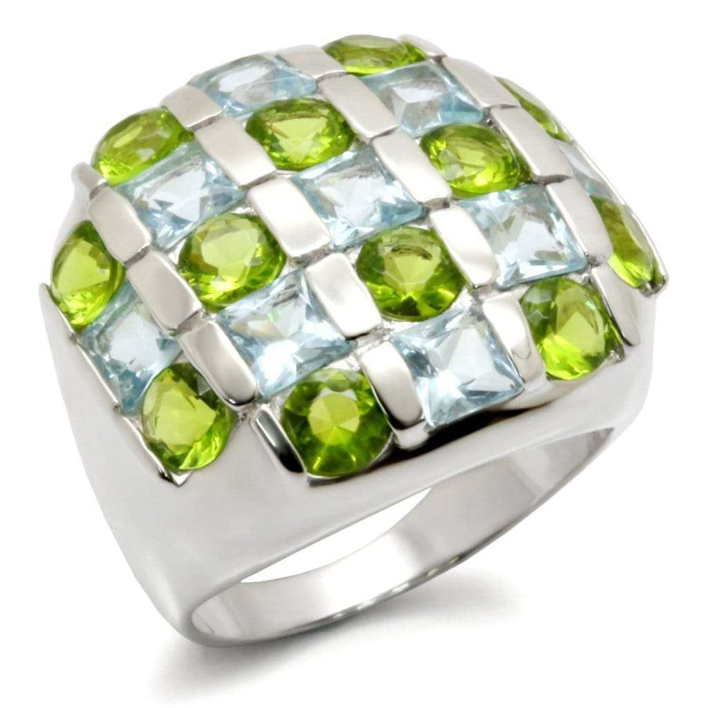 30825 - High-Polished 925 Sterling Silver Ring with AAA Grade CZ in Multi Color - Alamode - Flyclothing LLC