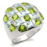 30825 - High-Polished 925 Sterling Silver Ring with AAA Grade CZ in Multi Color - Alamode - Flyclothing LLC