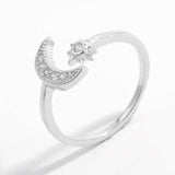 925 Sterling Silver Moon Open Ring - Trendsi - Flyclothing LLC