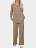 Round Neck Long Sleeve Top and Pants Set - Trendsi - Flyclothing LLC