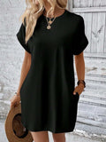 Round Neck Short Sleeve Mini Dress - Trendsi - Flyclothing LLC