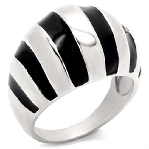 30914 - High-Polished 925 Sterling Silver Ring with Epoxy in Jet - Alamode - Flyclothing LLC
