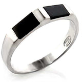 30919 - High-Polished 925 Sterling Silver Ring with Semi-Precious Onyx in Jet - Alamode - Flyclothing LLC