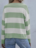 Striped Casual Long Sleeve Knit Top - Trendsi - Flyclothing LLC