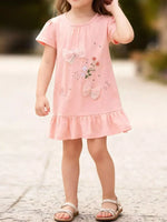Children's Ruffled Hem Short Sleeve Dress - Trendsi - Flyclothing LLC