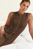 Contrast Stitching Maxi Tank Dress - Trendsi - Flyclothing LLC