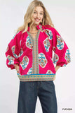 Umgee Boho Floral Print Tunic Blouse - Trendsi - Flyclothing LLC