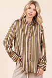 Mittoshop Striped Button Down Satin Shirt - Trendsi - Flyclothing LLC
