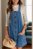 Square Neck Wide Strap Denim Overall Dress - Trendsi - Flyclothing LLC